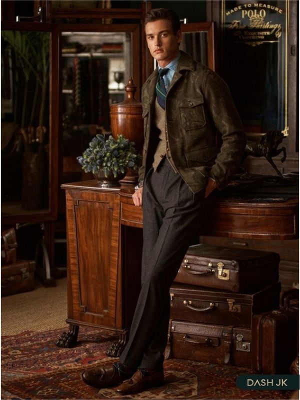 Áo sơ mi, gi len, quần âu và giày Loafer