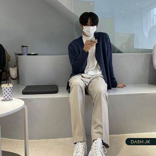 Phối đồ nam Hàn Quốc với áo Cardigan