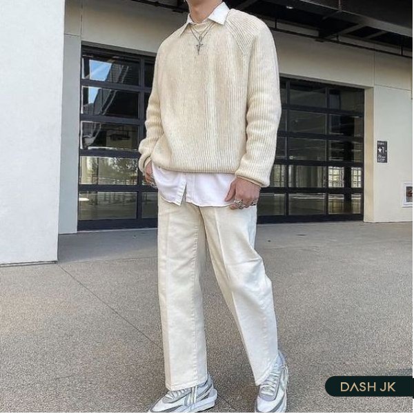 Phối đồ với sweater và áo sơ mi