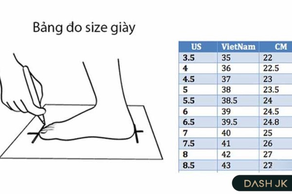 Hướng dẫn các bước đo size giày bàn chân