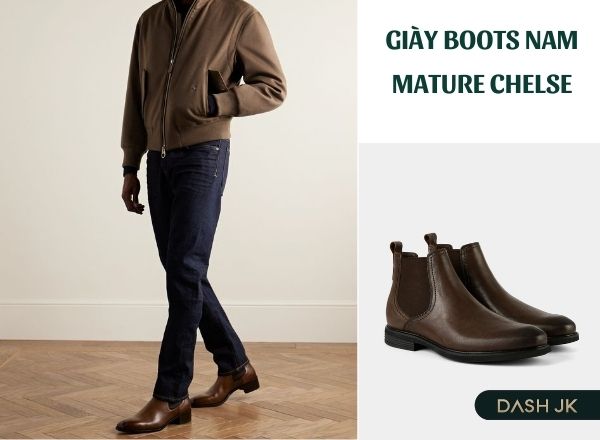 Phối đồ với giày da nam Chelsea boots và áo blazer, quần jeans