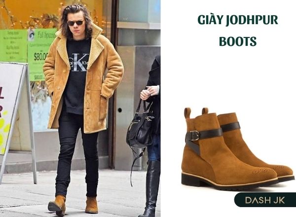 Phối đồ với giày da nam Jodhpur boots cùng áo khoác da lộn