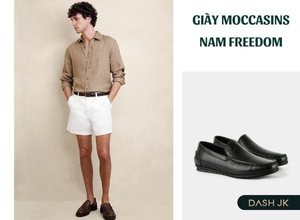 Phối đồ với giày da nam Moccasins và quần short