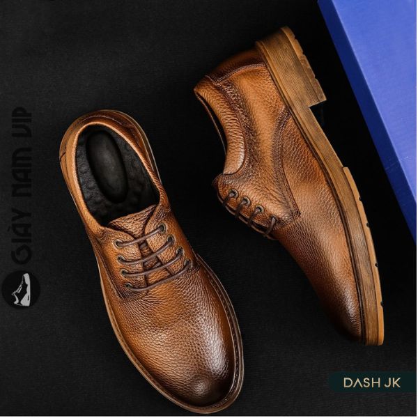Giày da nam buộc dây cổ thấp GVN10 của thương hiệu Giày Nam Vip