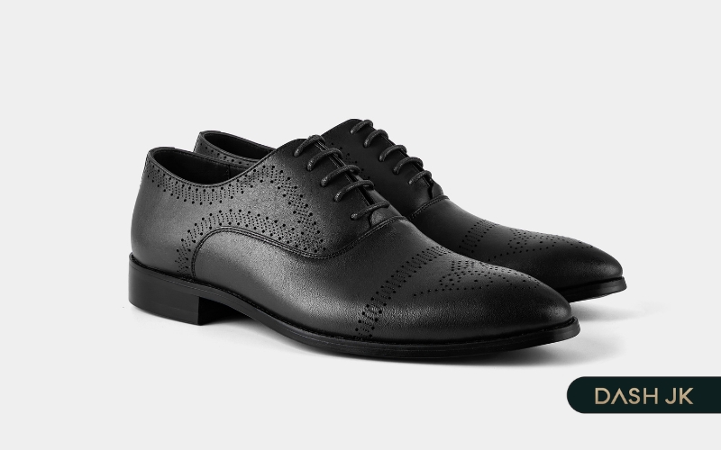 Giày chú rể đế cao không lộ Oxford đục lỗ cổ điển