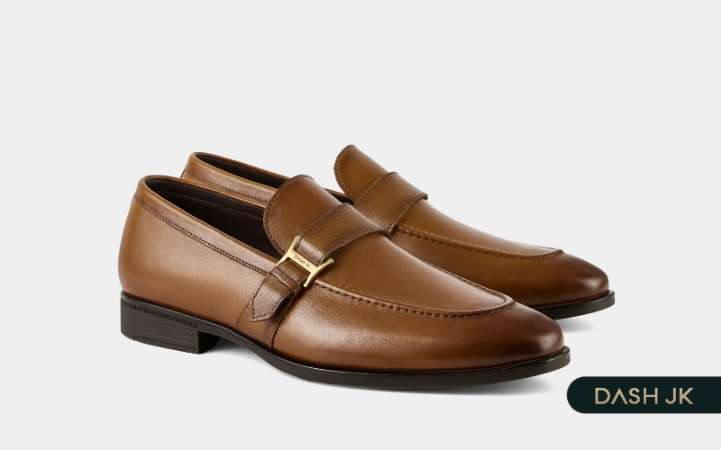 Giày tây nam trẻ trung Loafer Clement đai ngang da nhám phá cách