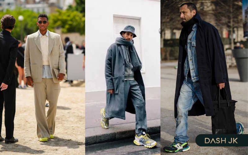 Phối đồ với giày sneaker nam theo phong cách layer