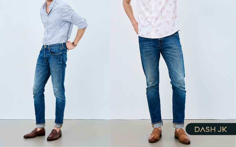Outfit giày Loafer nam phối đồ cùng áo sơ mi, quần jean