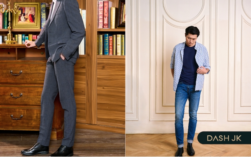 Phối đồ với giày da đen phù hợp hoàn cảnh