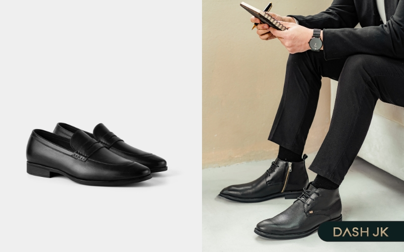 Nguyên tắc phối đồ với giày đen nam phù hợp với màu quần áo