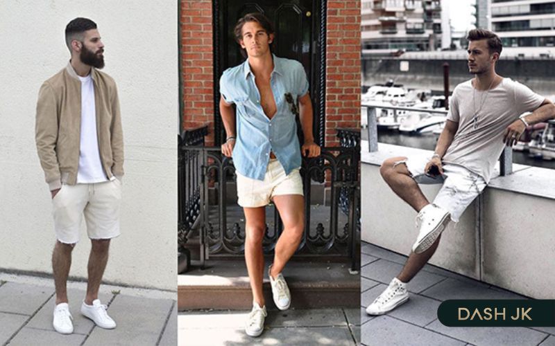 Biến tấu set trang phục thể thao mạnh mẽ nam tính giày màu kem nam