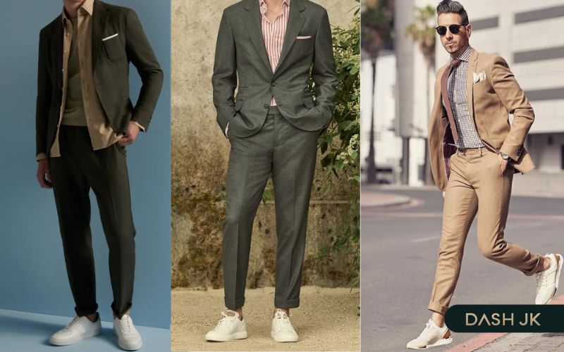 Sang trọng, cuốn hút cùng set suit và giày sneaker nam màu kem