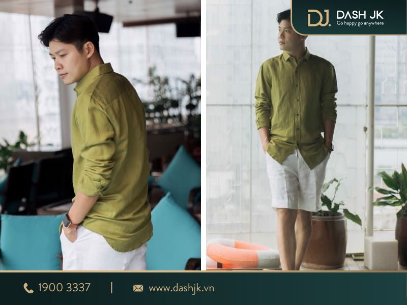 áo màu xanh cốm kết hợp với màu gì