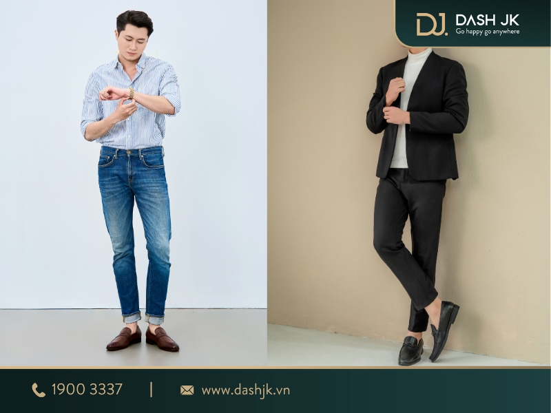 giày loafer nam phối đồ