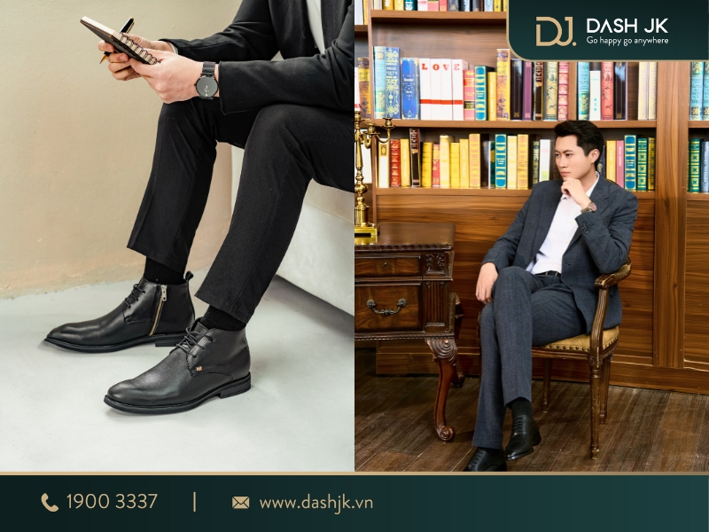 Phối đồ với giày da đen